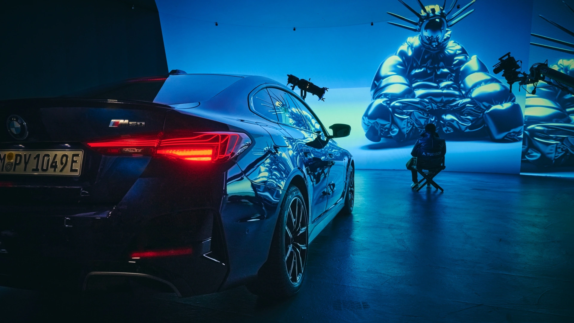 Antoni Tudisco’s BMW artwork in a surreal blue environment