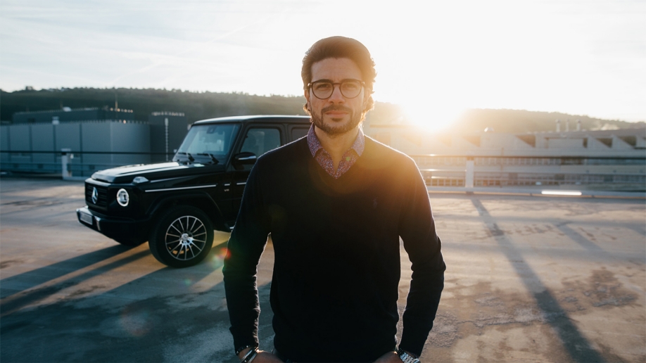 Can-Florian Ahegger with a Mercedes-Benz G-Class